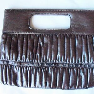 Express Brown Leather clutch handbag (#EV345)